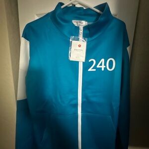 Blue and White Zip-Up squid game Jacket